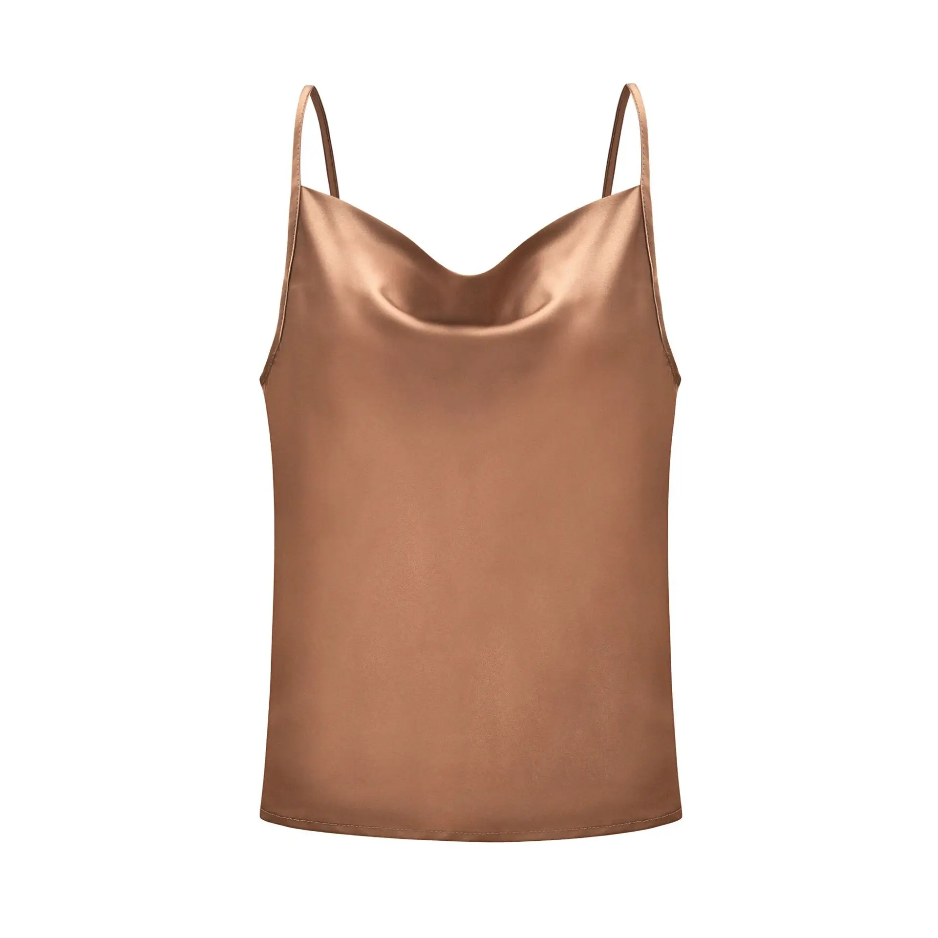 W0075 Fashion Sexy Casual Satin Strap Vest Tops Tank Camisole for Women Sexy Summer Solid Sleeveless Top Ladies Silk Tank Tops