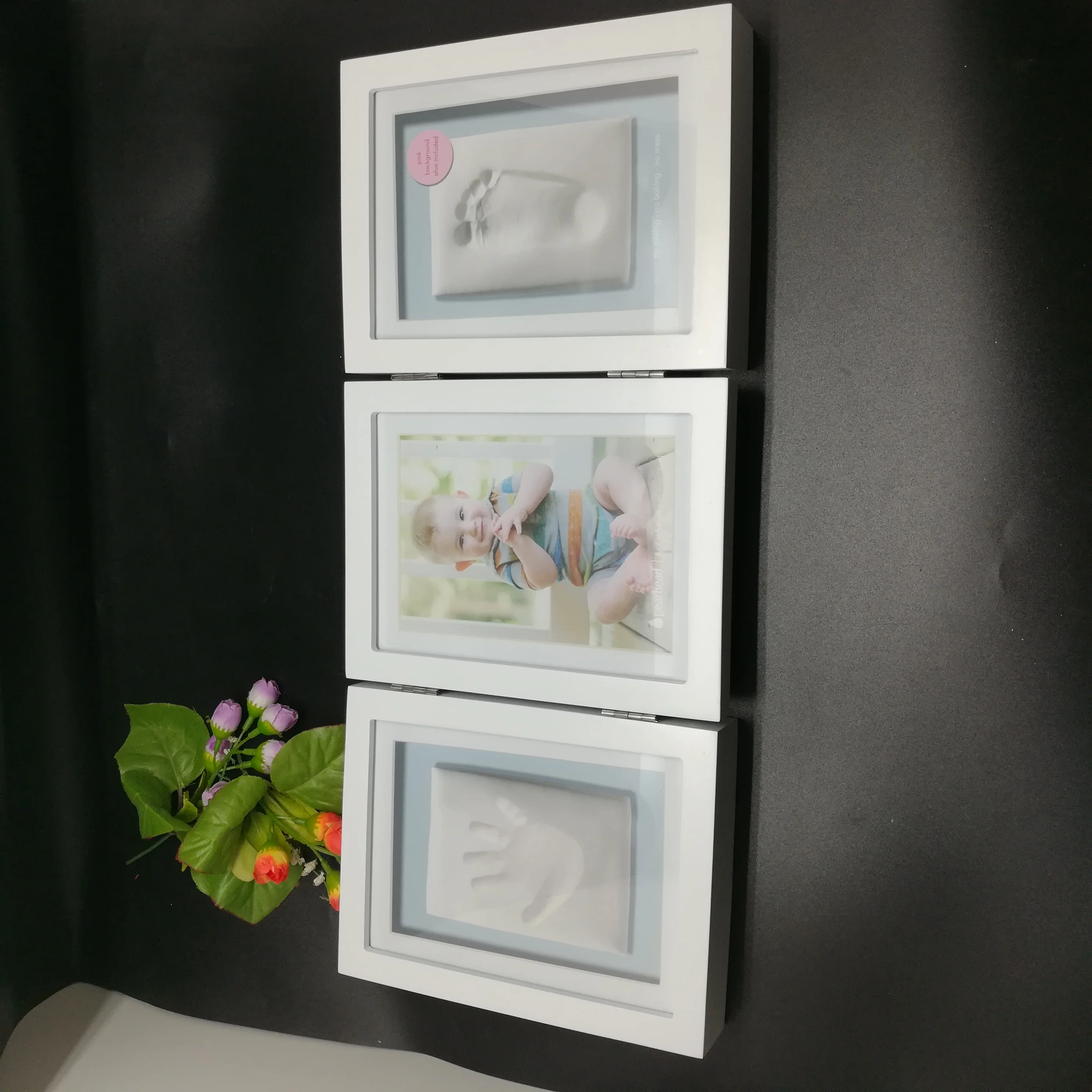 MDF Wooden Handprint and Footprint Clay baby picture Photo Frame
