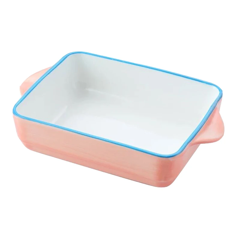 Custom Made Rectangle Porcelain Bakeware Cheap Price Baking Plate Baker Dish For Roast Cooking Hotel Home Kitchen