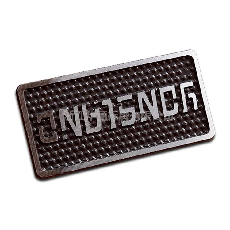 Die Cast Label with Adhesive Factory Made Metal Name Plate Embossed Logo Aluminum Brush Anodized Angel Business Gift 3M Huali