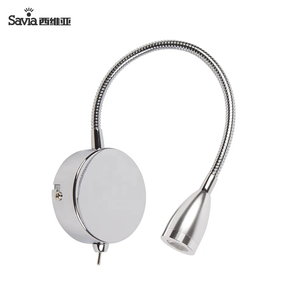 Savia Flexible Gooseneck LED Wall Reading Light Wall Mounted Bedside Lamp 3000K With Switch for Bedroom Office Workbench Hotel