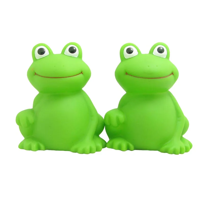OEM cartoon soft vinyl small frog bath toy for children with sound,Floating rubber bath stand frog toy