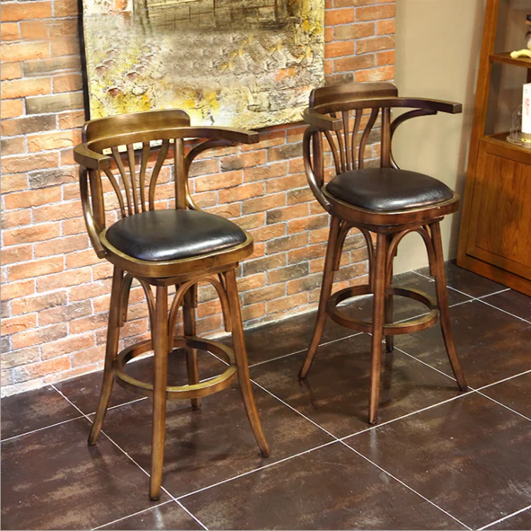 
YJ7065 Wood And Leather Design Cafe Bar Chair 