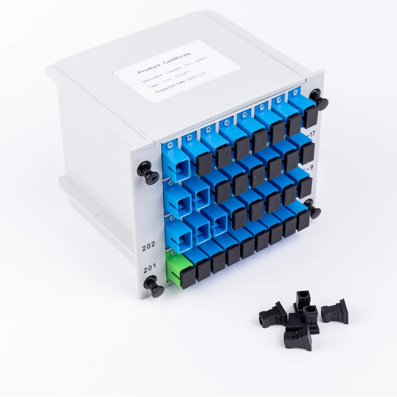 High quality plc splitter 1x2 1x4 1x8 1x16 1X32 1X64 fiber optic cassette splitter for ftth networks