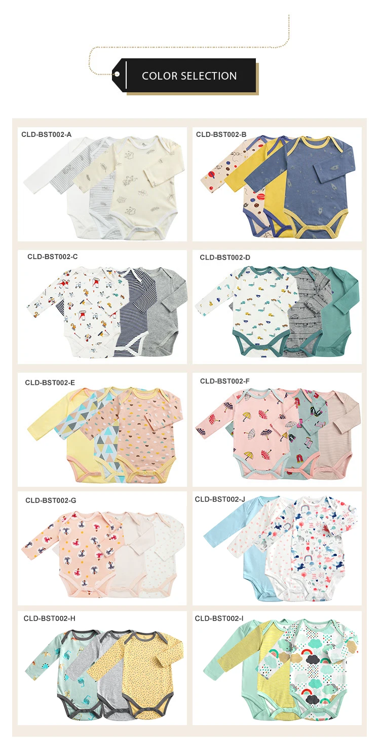 Hot sale custom pattern baby clothes cotton unisex bodysuit