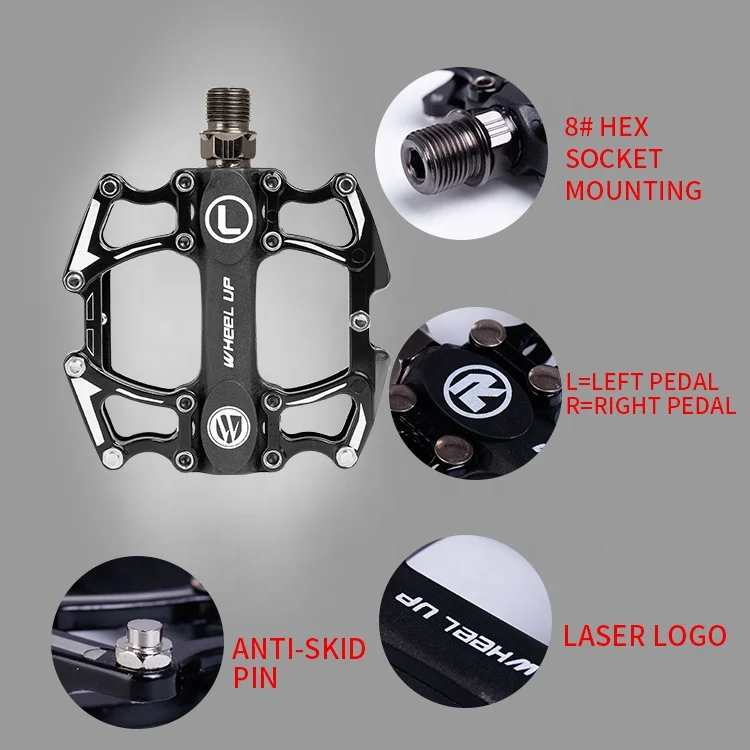 WHEEL UP  New Arrival Aluminium Alloy CNC Mountain Bike Sealed Bearing Ultralight Anti-slip Bicycle Folding Pedal Bicycle Part