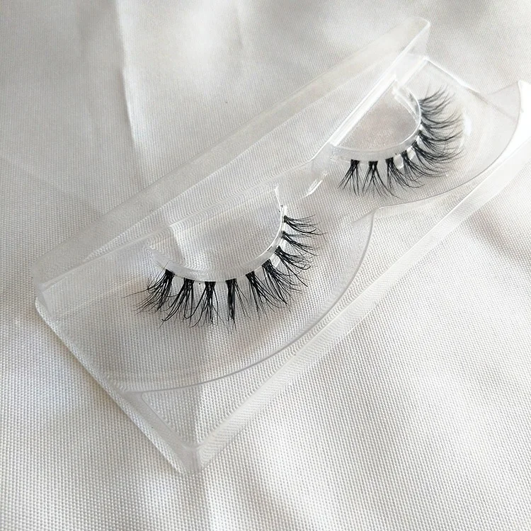 
3D Bottom Mink Fur Eyelashes Clear Band Short Mink Lashes Short Length Natural False Eyelash 