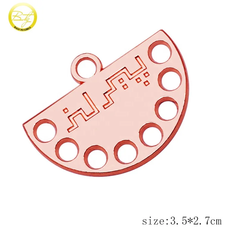 Fashion hollow jewelry hang charms design rose gold bracelet accessory metal name pendant for tassel decoration