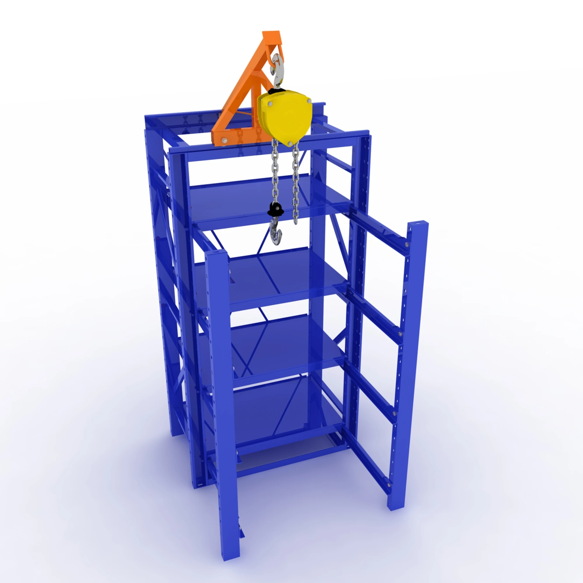 Промышленные складские металлические стеллажи с выкатными платформами