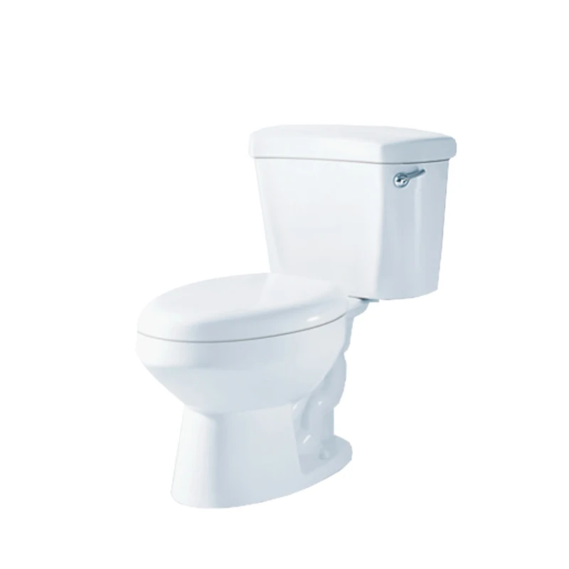 White ceramic WaterSense Elongated Chair Height 2-Piece Toilet 12-in Rough-In Size