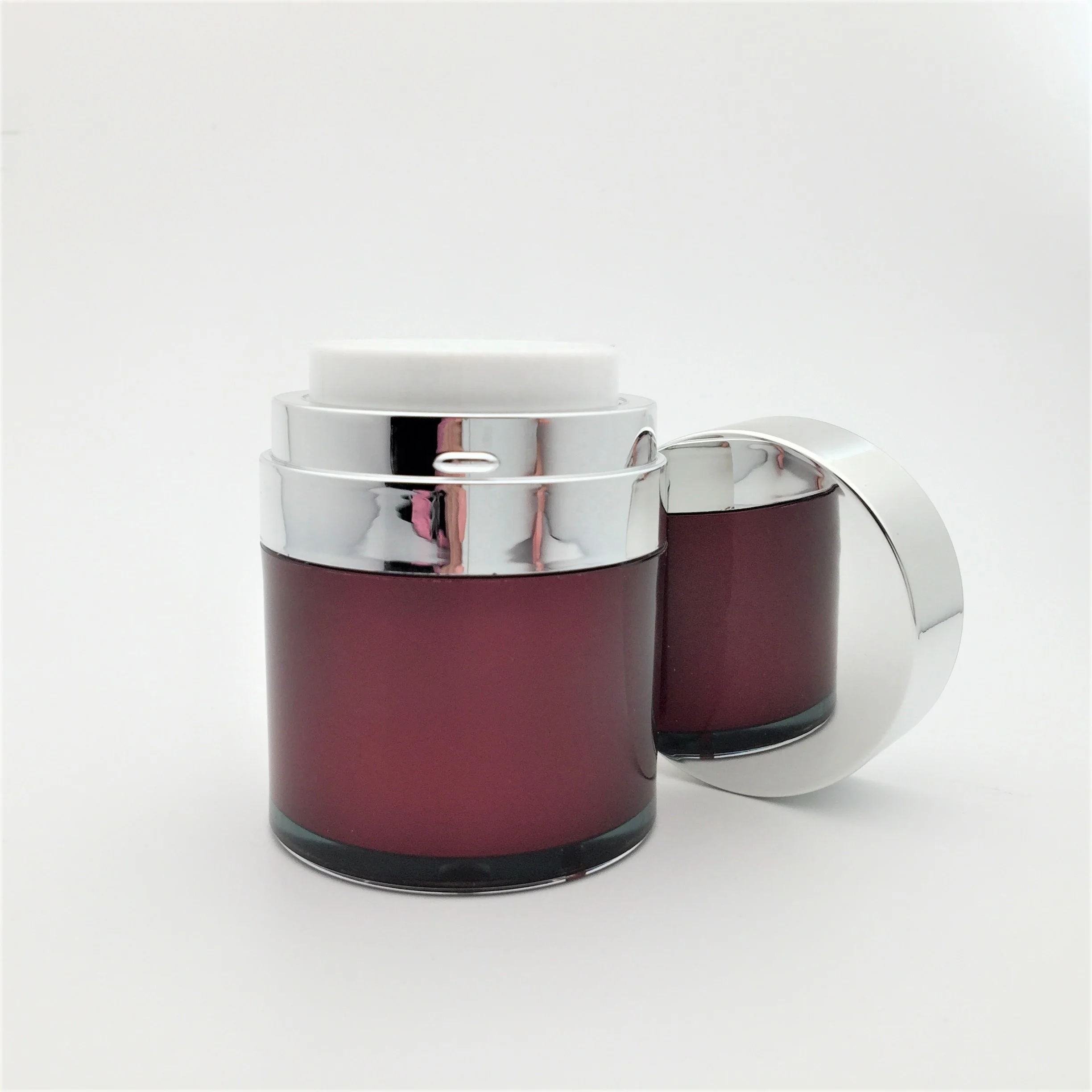 15g 30g 50g Free sample dark red and silver luxury airless pump cream jar