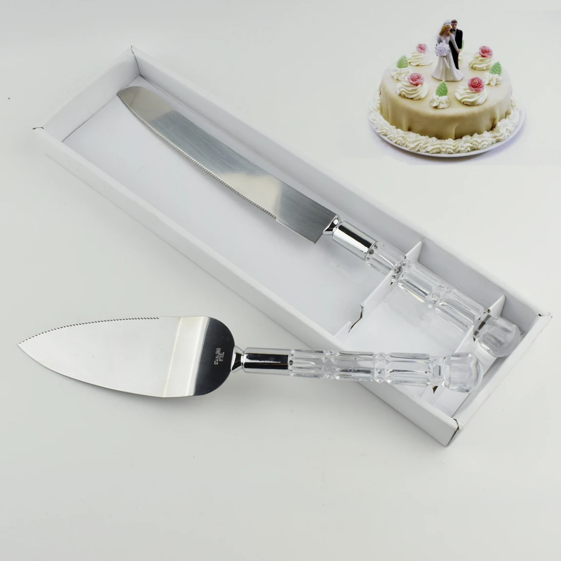 kitchen gadgets cake tools personalised stainless steel long birthday party wedding cake knife and server set