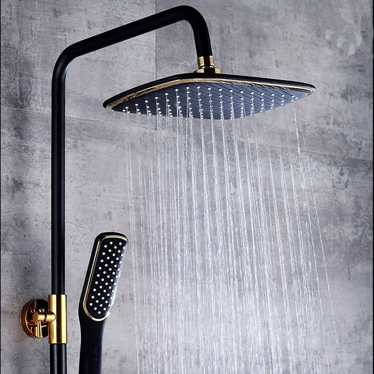 
Bathroom 5 Hole Bathtub Golden Surface Mounted Shower Faucet 
