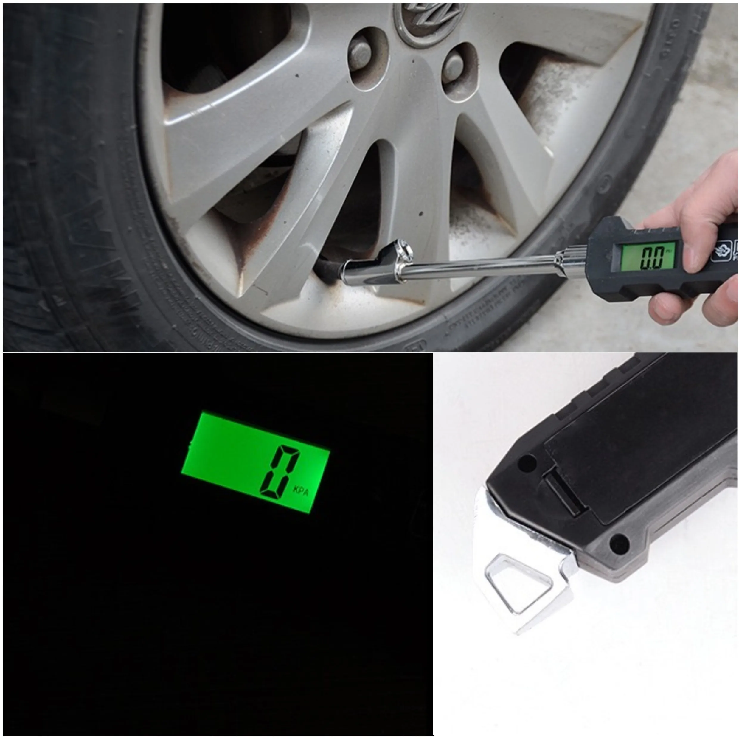 200 PSI Heavy Duty Dual Head Stainless Steel High-precision LCD Digital Tire Pressure Gauge