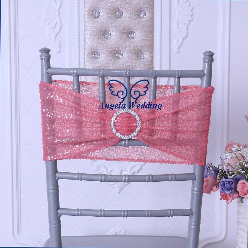 SH022J  Christmas cheap price wholesale red sequin chair band with buckle