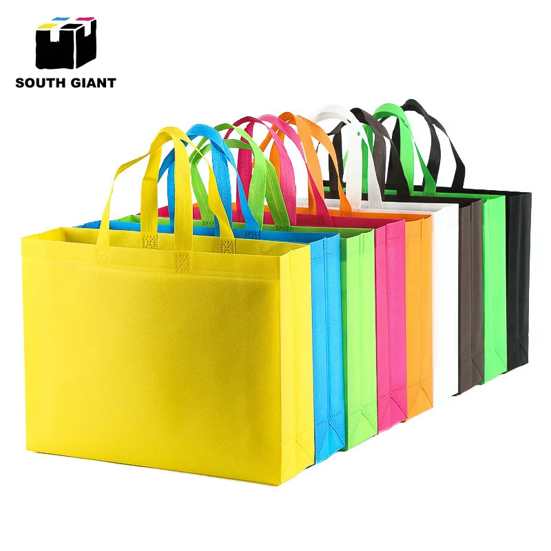 Custom Logo Printed Recycle Ultrasonic Grocery Tote Fabric PP Nonwoven Non Woven Shopping Bag