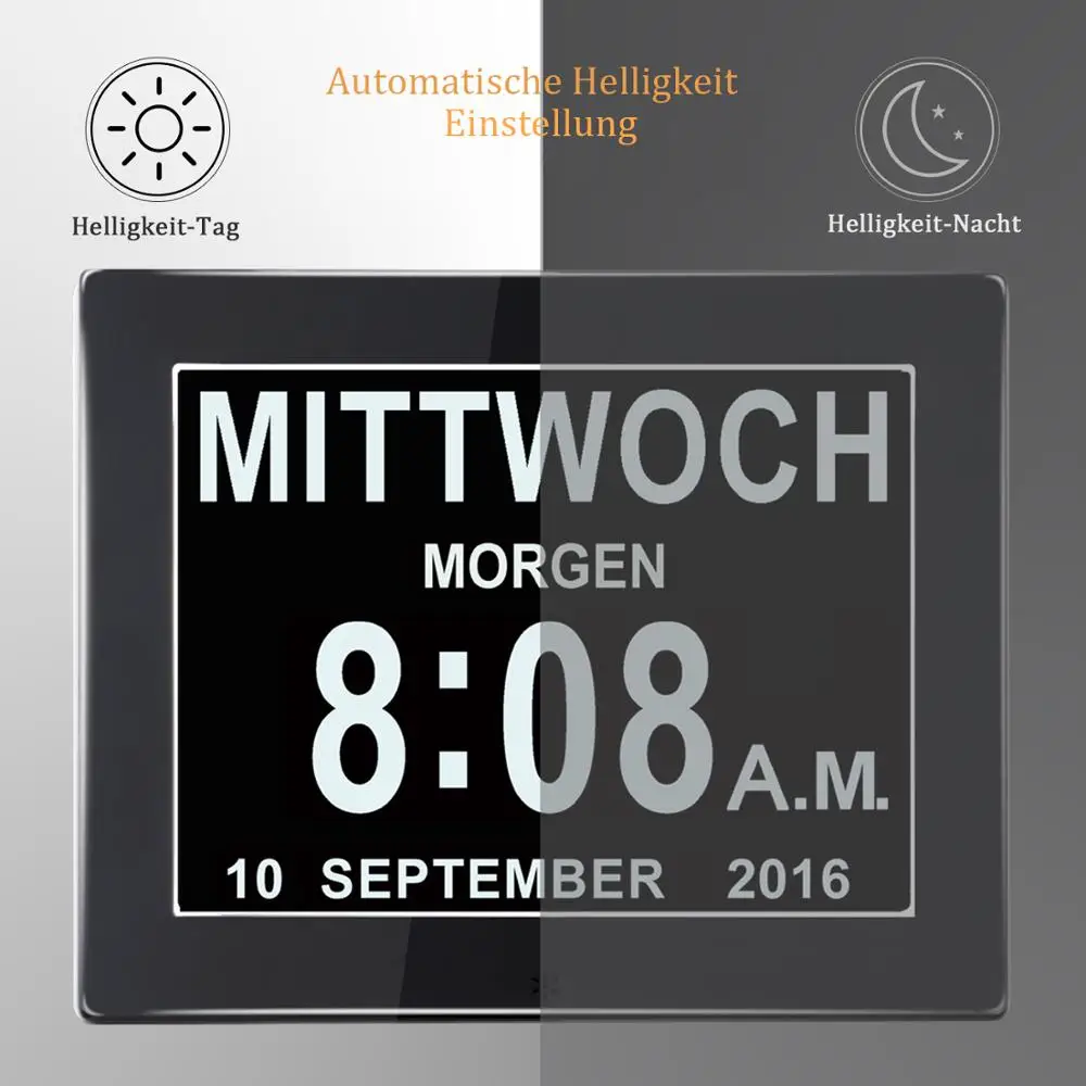 2019 amazon top seller 8 inch memory loss day clock digital calendar with day and date