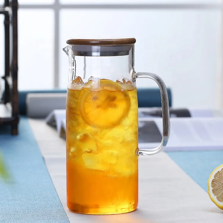 1200ml/1500ml Glass pitcher with lid iced tea pitcher lidded water jug