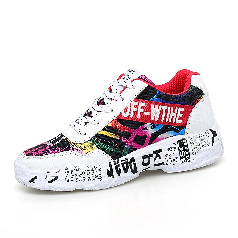
Spring board shoes chinese students white canvas shoes teenagers stock thick-soled sports loafers graffiti cloth shoes 