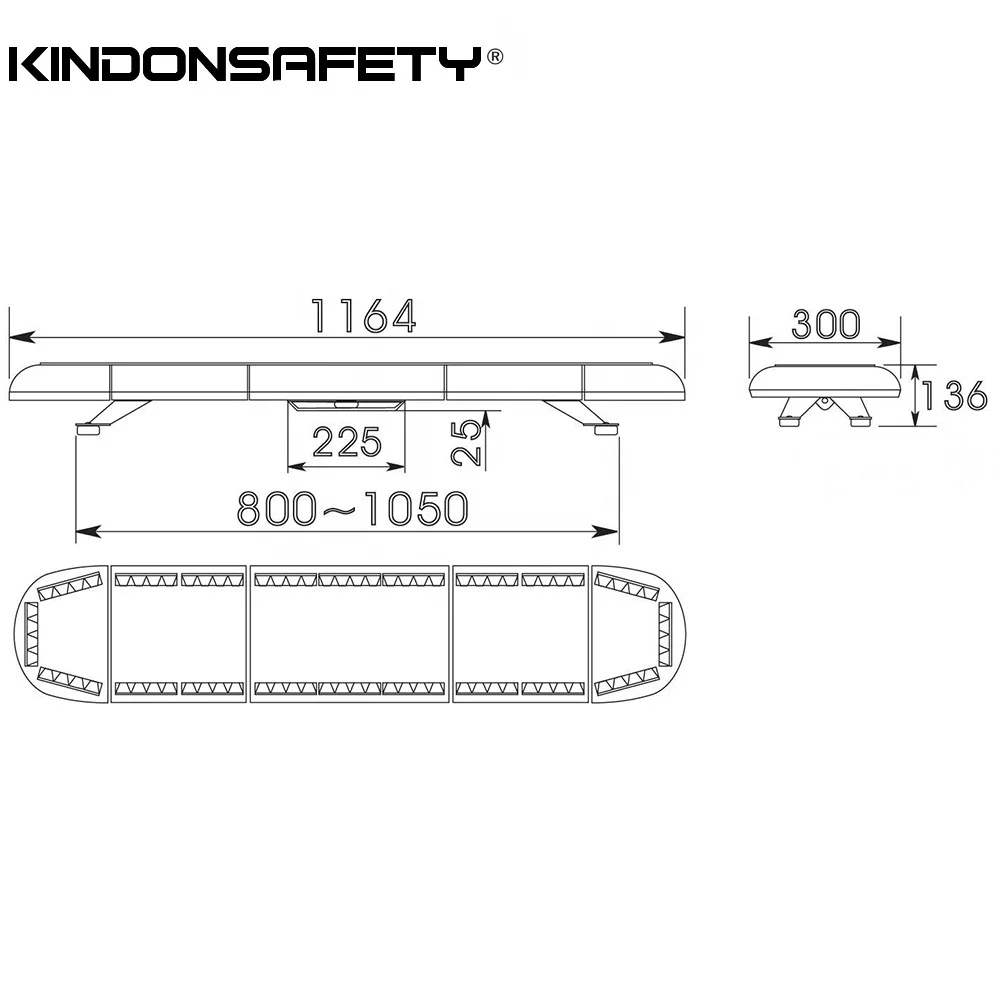 ECE R65 R10 approved 46 inch LED warning lightbar for polizei trucks DC12V 24V or multivolt 1164mm
