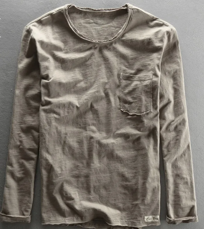 
New model China wholesales High Quality hemp men long sleeve t shirt 