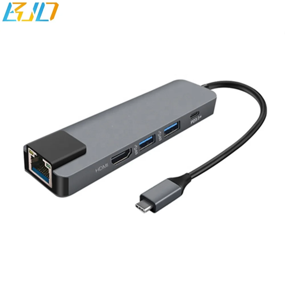 5 in1 USB 3,1 Тип C 4 K HD Интерфейс + 2 USB3.0 концентратор + Gigabit Lan RJ45 с зарядное USB-устройство