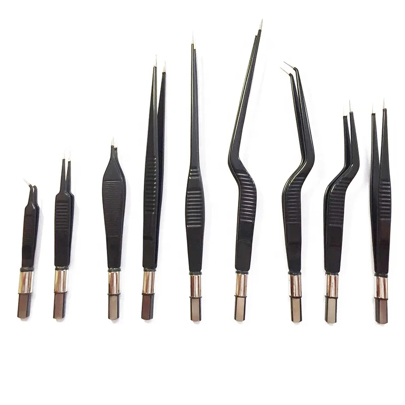 
9 pieces per set reusable bipolar forceps electrosurgical instruments bayonet non stick adson twin polar forceps with 1 cable 