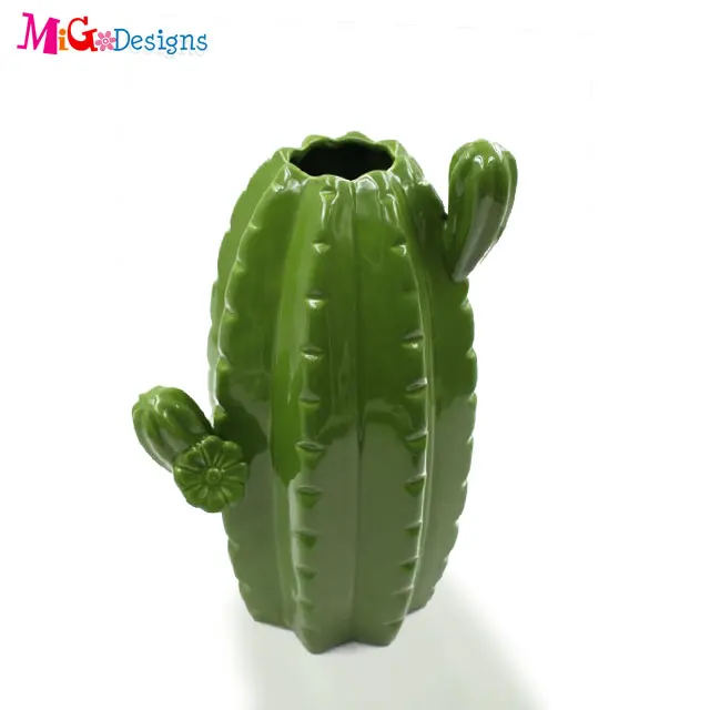 
Novelty Design Green Ceramic Ins Cactus Shape Self Watering Indoor Planter Garden Planter Pot For Home Decor 