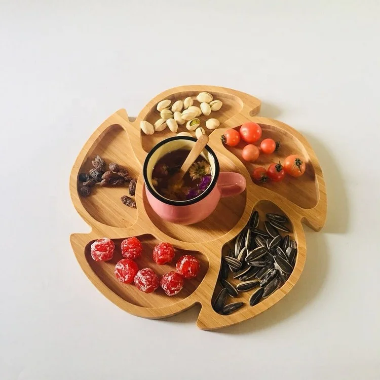 2024 Eco Friendly Children Kids Tableware Appetizer Fruit Decor Food Cake Serving Tray Set Bamboo Fiber Baby Dinner Plate