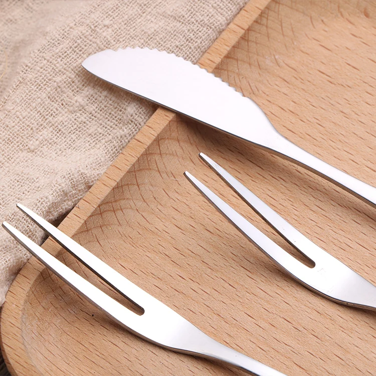 Factory wholesale stainless steel small knife fork for eating mooncake fruits dessert fork and knife