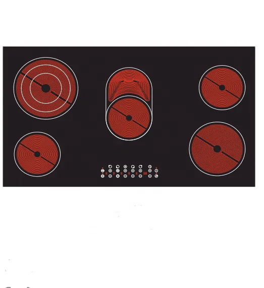 
5 zone touch control ceramic hob with victroceramic glass 