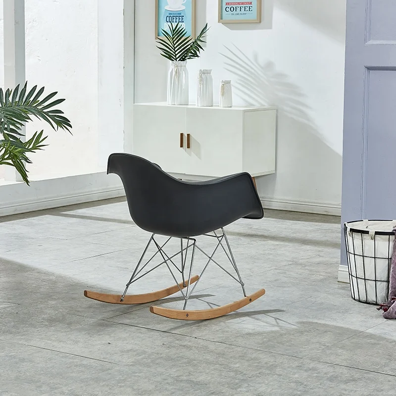 
wholesale hotel leisure modern style Stock PP plastic wooden legs living room rocking lounge chair 