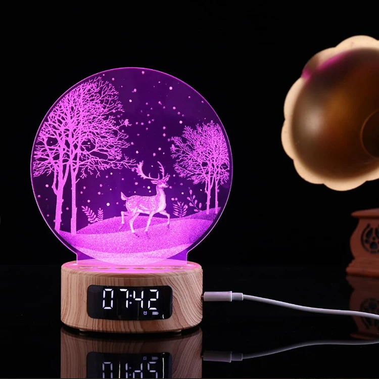 3D Wireless Night Light Speaker Lamp LED Speaker With LED Light