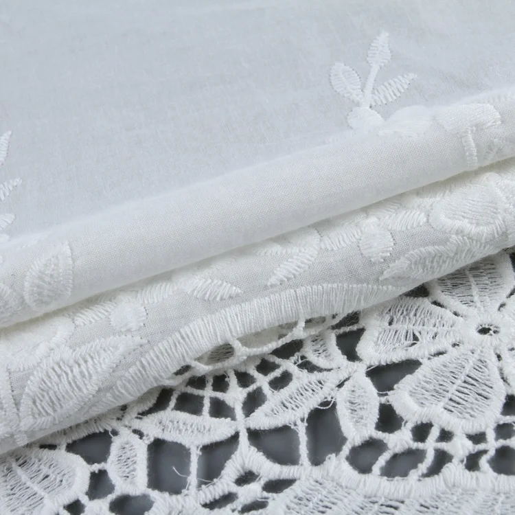Newest single border embroidery voile material woven swiss cotton fabric textile