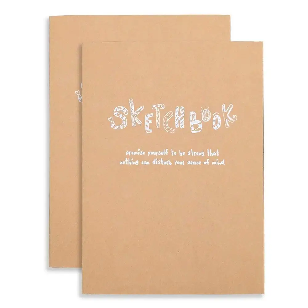 Hardcover Kraft Cover Custom Printed A4 Drawing Paper Notebook & Sketchbook for Student