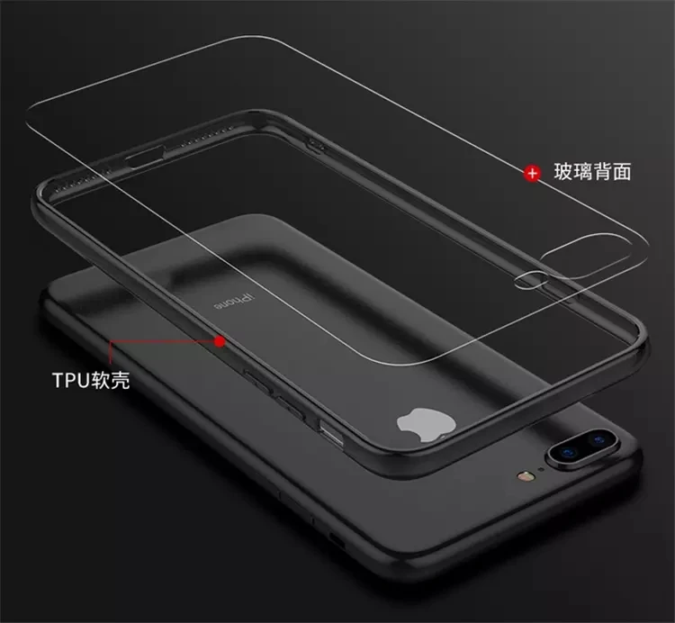 For Xiaomi Mi Mix 2S Case, Transparent Tempered Glass Case with TPU Bumper Back Cover for Xiaomi Mi Mix 2S