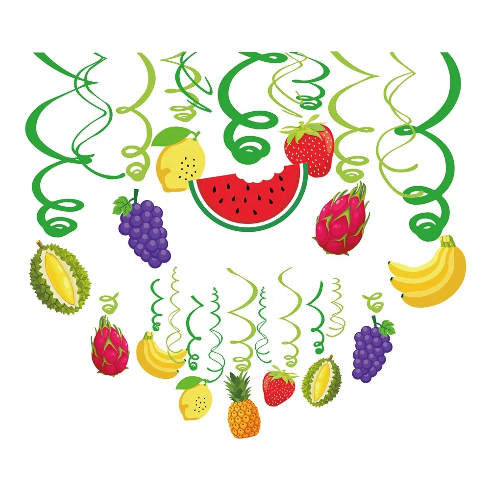 Huancai фруктовые товары для вечеринки 30Cts Висячие Прутки Из ПВХ пластиковая фольга спиральный арбуз для украшения детского дня рождения