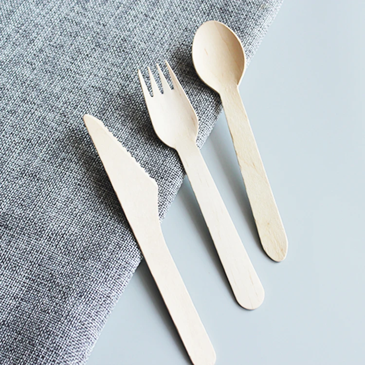 Wholesale Biodegradable Disposable Wooden Spoon Fork Knife