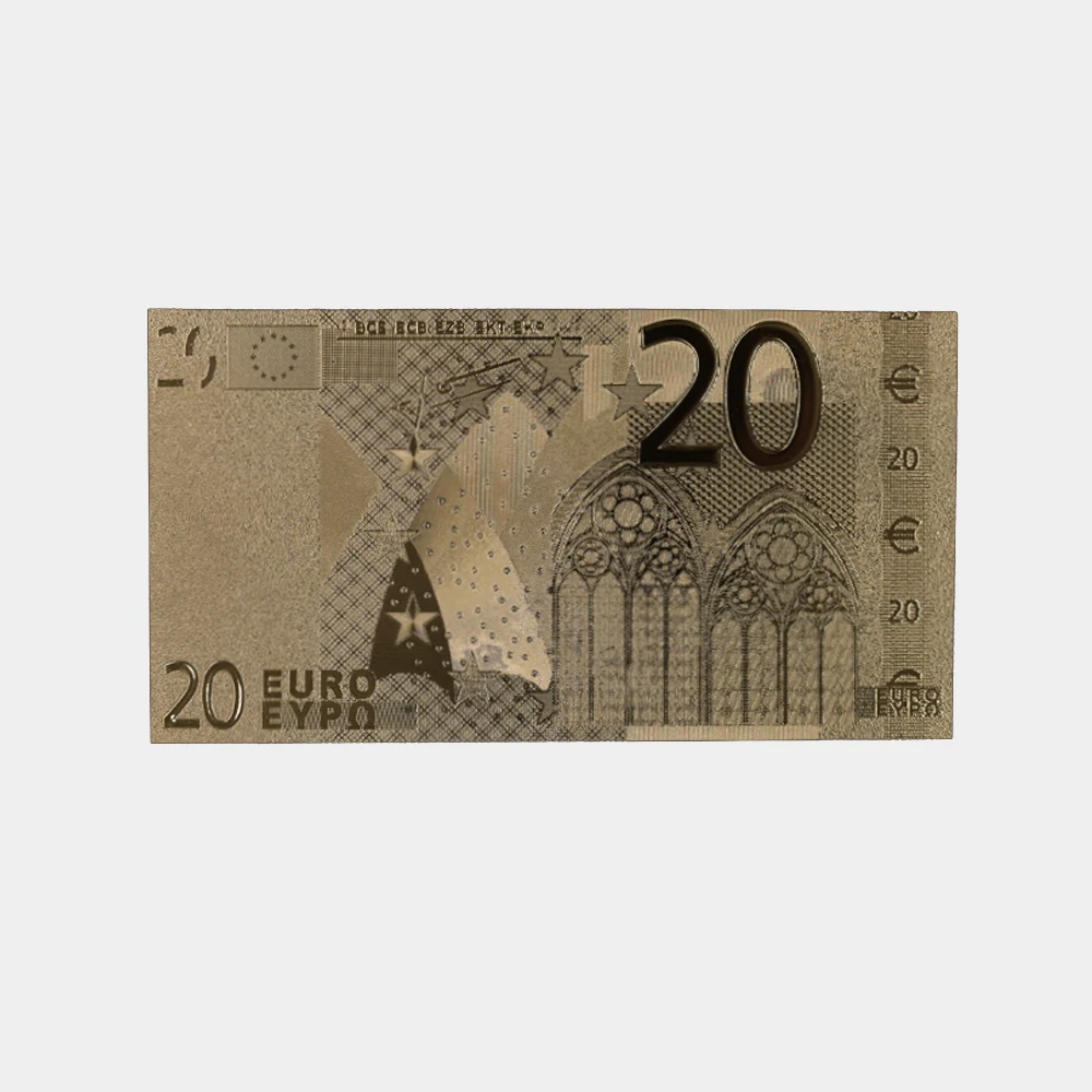 
Hot Sale Classical Design 20 EUR Euro Architectural Gold Foil Euro Banknotes with Plastic Frame 