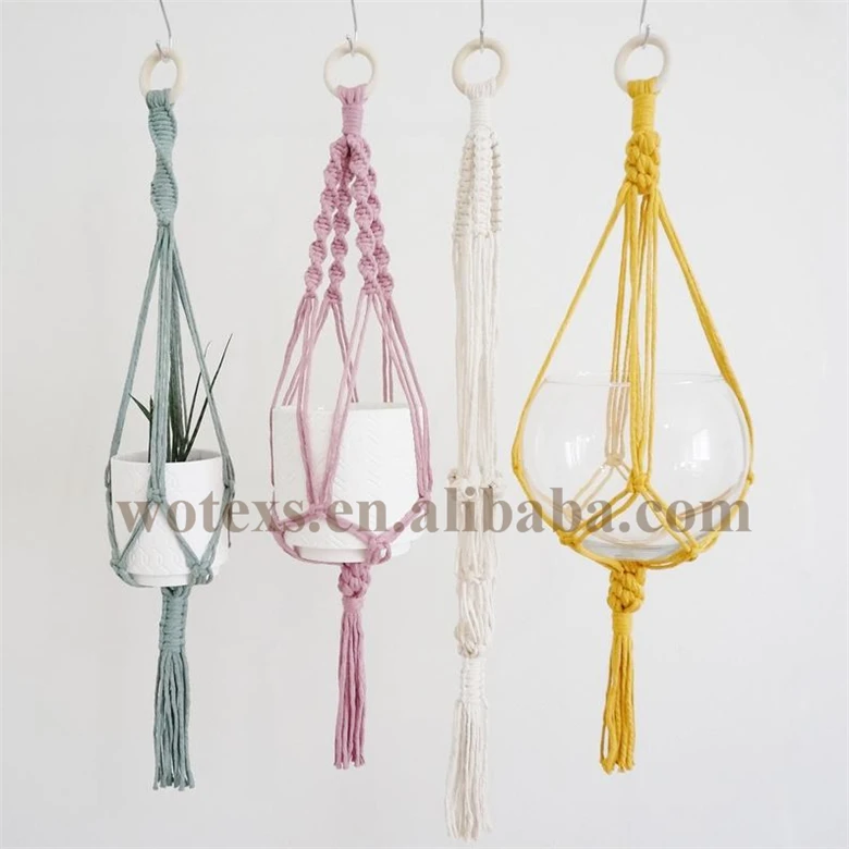 Цветные комнатные вешалки для макраме ручной работы PH179, держатели для горшков, хлопковая вешалка для растений для украшения дома и сада