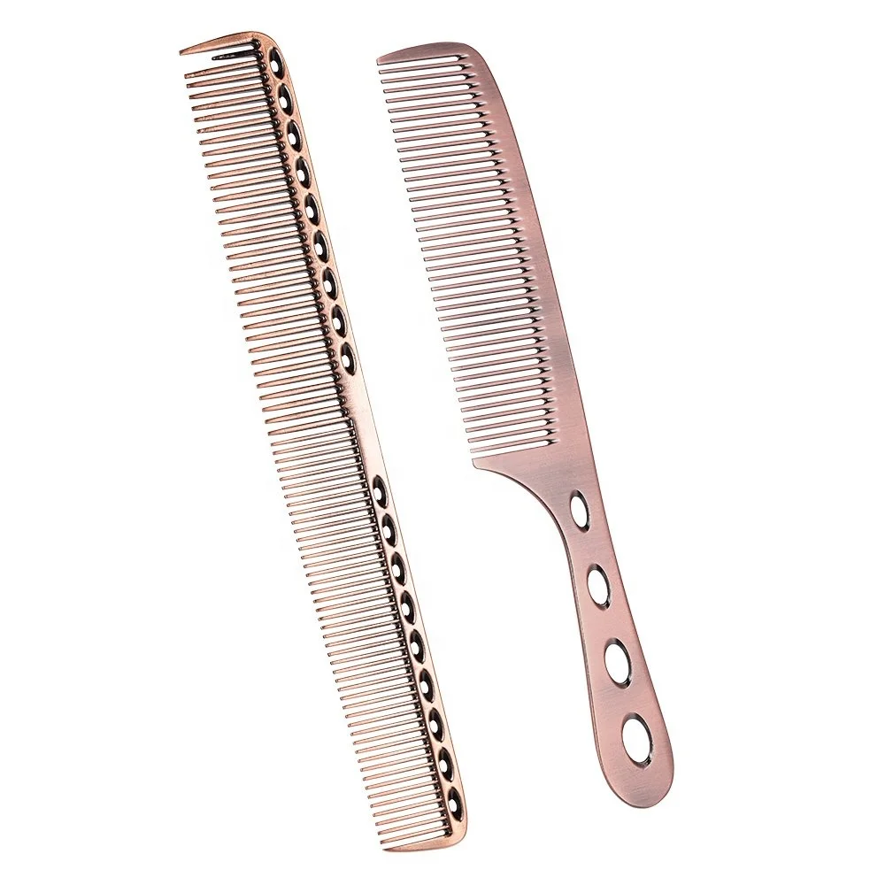 Wide Tooth Comb Logo Hot Straightening Comb Hair Comb with Handle Aluminum Hair Brush