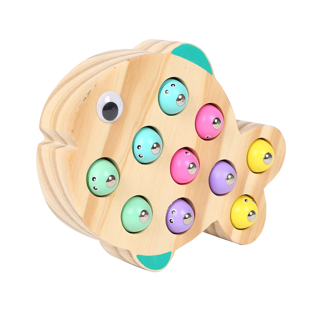 
Top fashion 2019 kids fish shape colorful magnetic fishing toy early educational wooden toys 