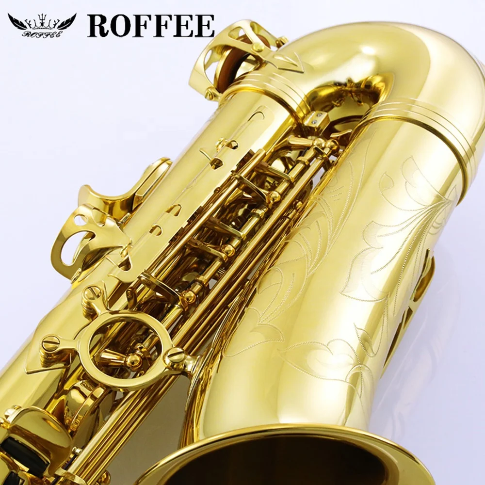 
ROFFEE M90 Original Import Professional Performance Level Alto Brass Gold Lacquer Eb Tone Saxophone 