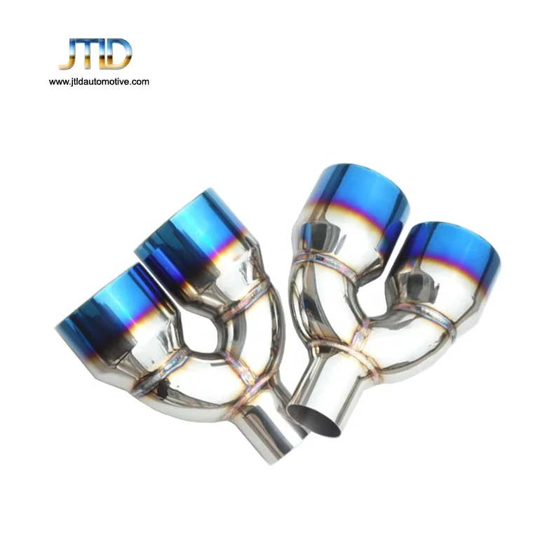 Blue Burnt Exhaust Dual Muffler Tip Polished Stainless Steel