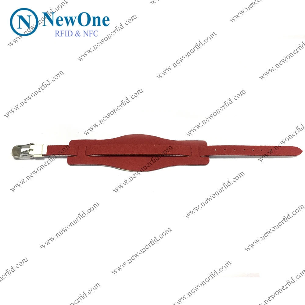 Custom NFC 13.56mhz rfid leather wristband, leather nfc bracelet