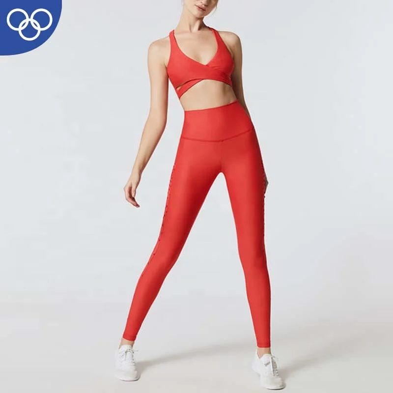 2019 Women Fitness Clothing Sports Bra Leggings Supportive Corss New Design Yoga Set
