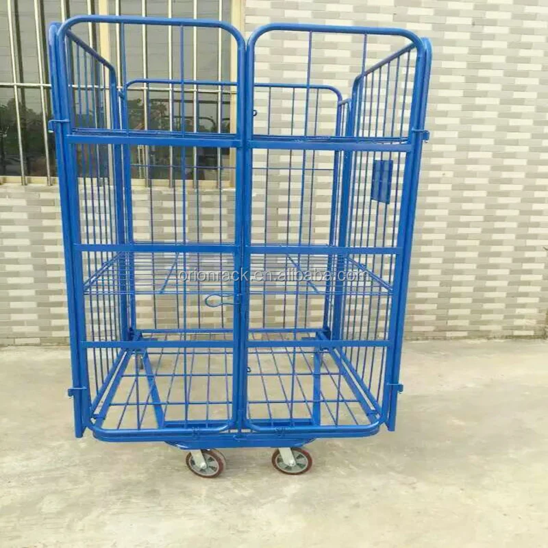 Промышленные контейнеры клетки тележки, складное хранилище контейнер на колесах тележка