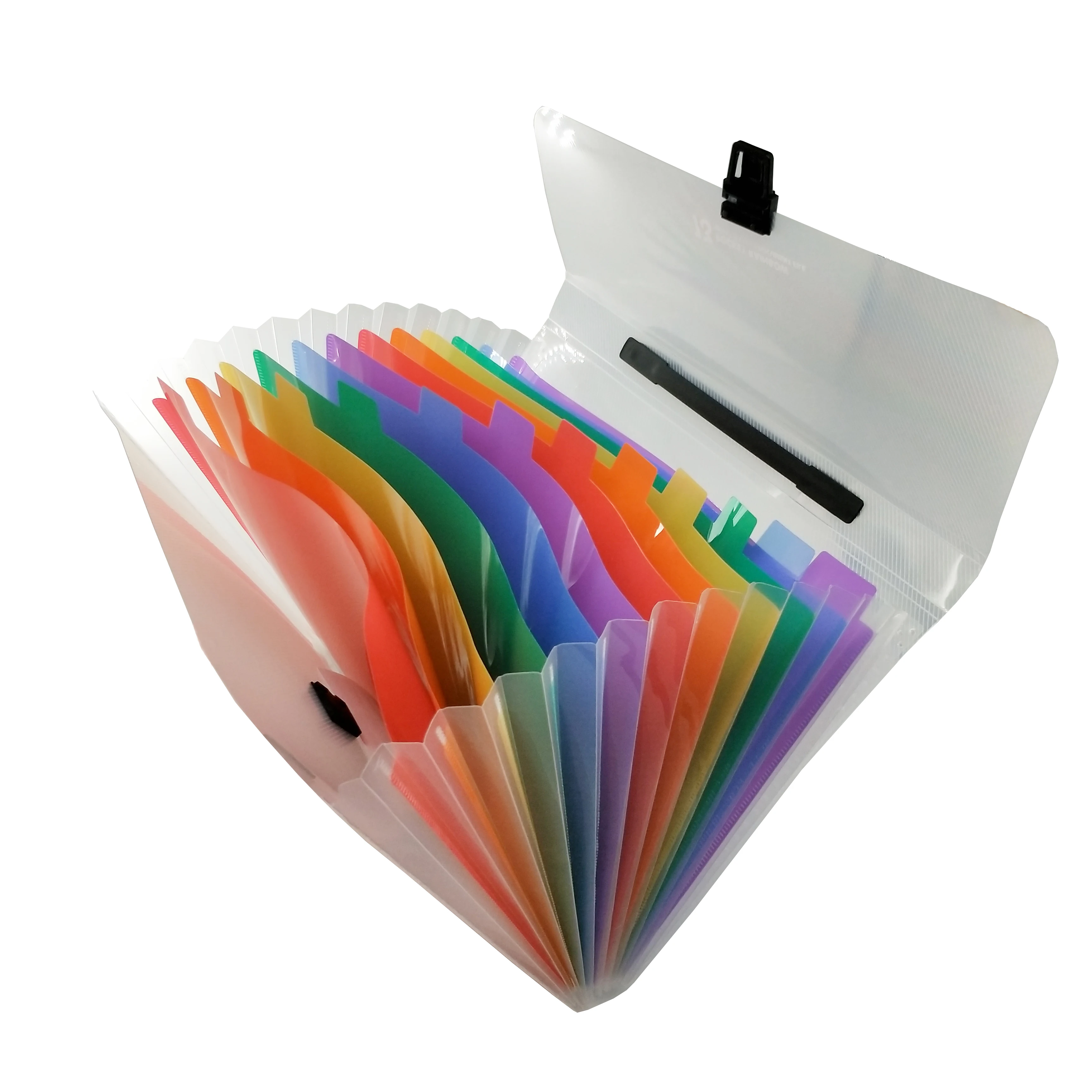 13 Pockets A4 Expanding Accordion File Folder Buckle Closure Carrying Handle Plastic File Organizer