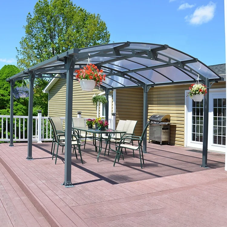 Pergola Aluminum Outdoor Polycarbonate Sunshade Canopy Double Side Gazebo Awning