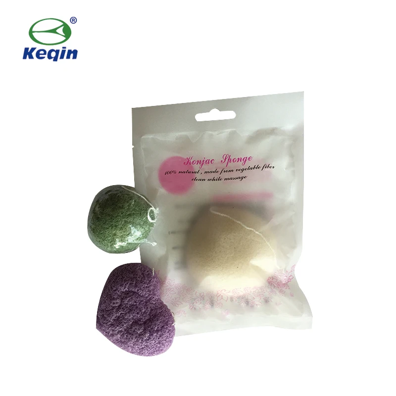 hot sale Natural Green Facial Washing Cleaning Sponge Konjac Konnyaku Exfoliator Cleansing Sponge